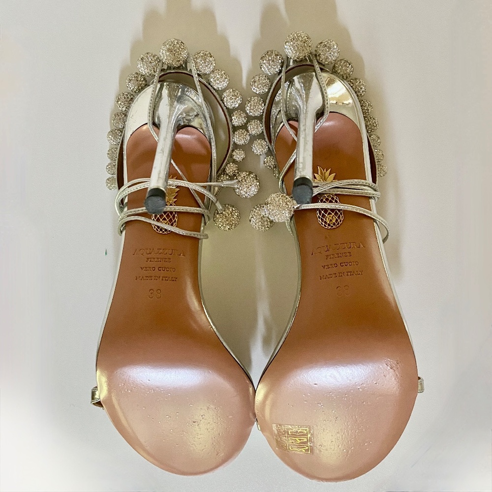 Aquazzura Silver Disco Ball Leather Stilettos / Heels US8 - Picture 16 of 16